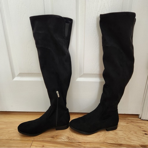 Marc Fisher Over the Knee Suede in Black - Picture 3 of 8